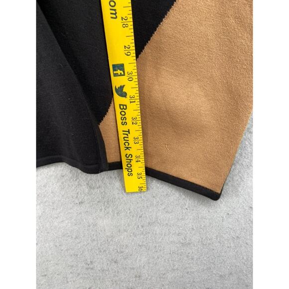 Chicos Poncho Cape Wrap Sz Small / Medium Sweater Tan Black Knit Striped Flowy - Picture 7 of 10